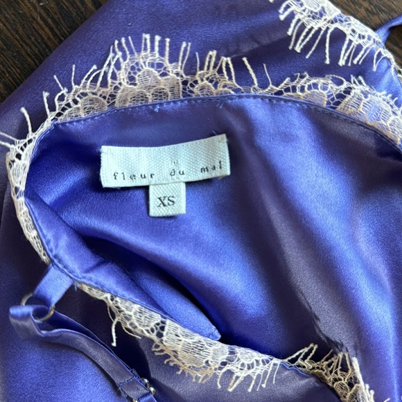 FLEUR DU MAL Silk Straight Neck Cami Purple XS - Picture 7 of 8